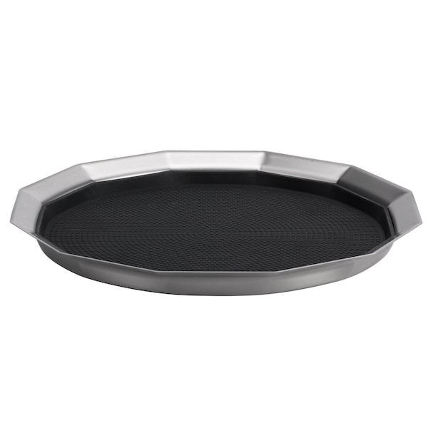 Paneled Tray with Removable Insert, 12" diameter, Stainless Steel, Brushed